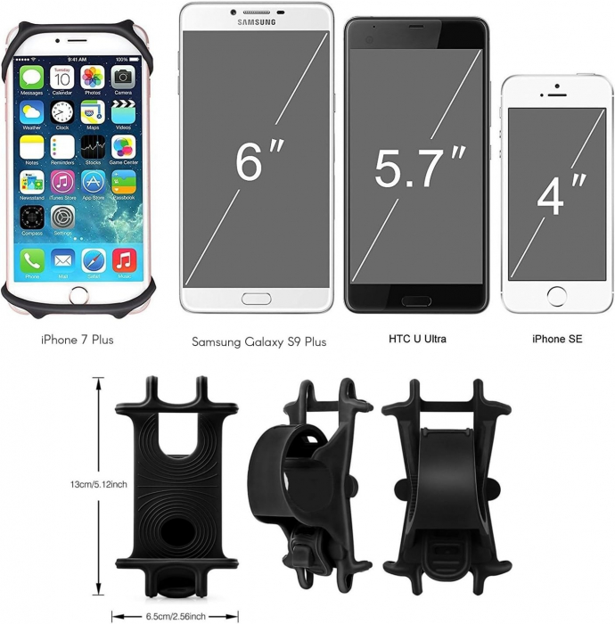 Suport telefon din silicon pentru bicicleta - Negru [3]