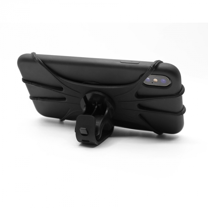 Suport telefon din silicon pentru bicicleta,rotire 360 grade - Negru [5]