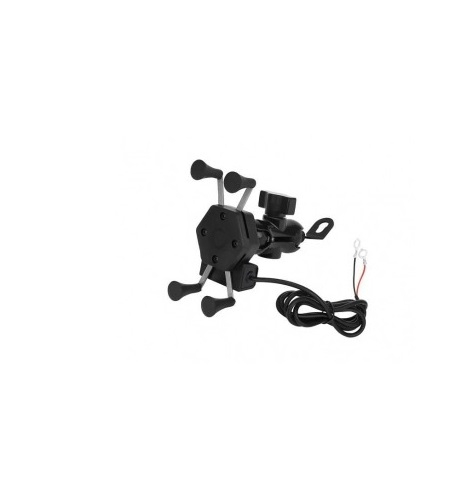 Suport de telefon reglabil,rotire 360 grade pentru motocicletă cu incarcator - Negru [4]