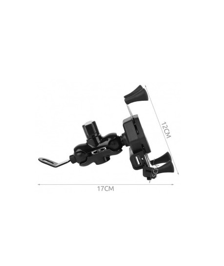 Suport de telefon reglabil,rotire 360 grade pentru motocicletă cu incarcator - Negru [8]