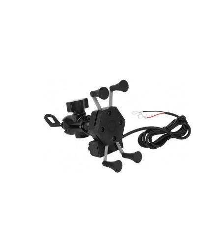 Suport de telefon reglabil,rotire 360 grade pentru motocicletă cu incarcator - Negru [5]