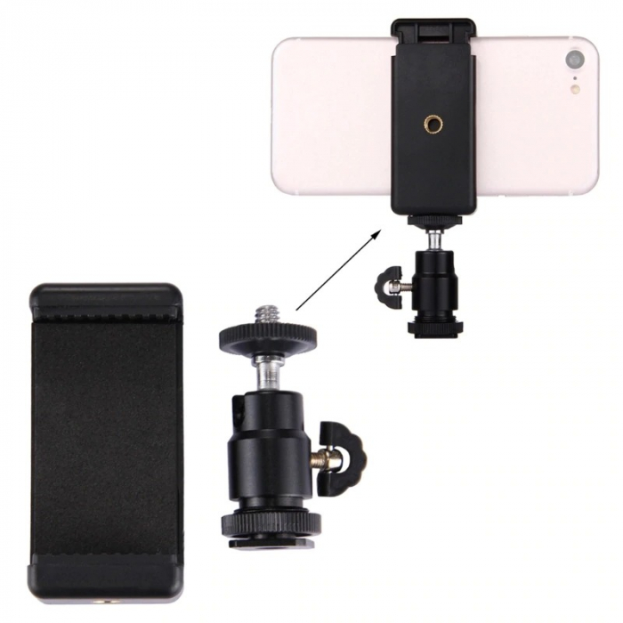 Suport telefon universal,2 filete 1/4 cu adaptor patina rotativ 360 grade [2]