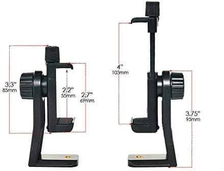 Suport telefon rotativ pentru trepied cu prindere reglabila 55-105 mm si montura universala 1/4 inch, adaptor smartphone vertical orizontal, negru [5]