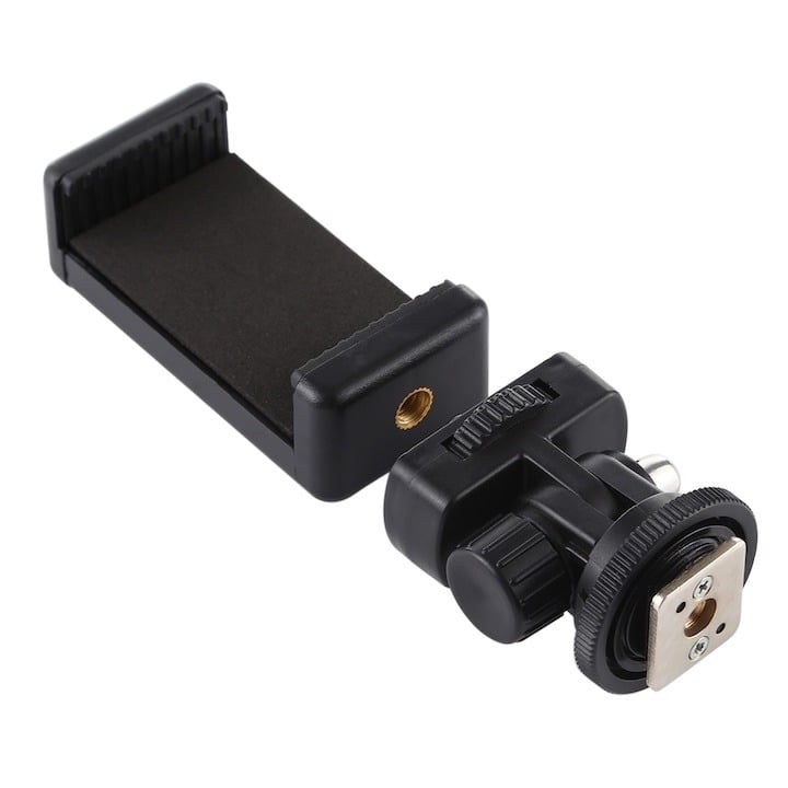 Suport telefon universal,2 filete 1 4 cu adaptor patina reglabil la 180 grade - Negru