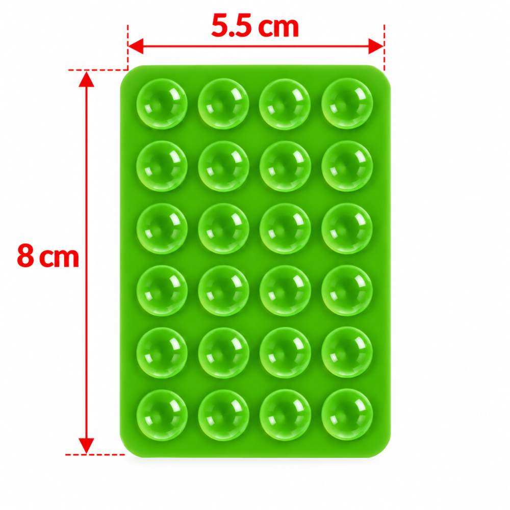 Suport telefon verde 8 x 5,5 x 1 cm, 24 ventuze, silicon flexibil [3]