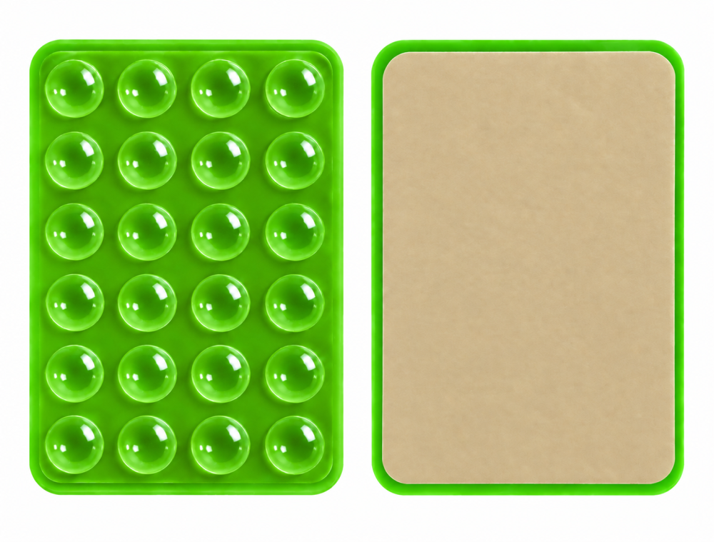 Suport telefon verde 8 x 5,5 x 1 cm, 24 ventuze, silicon flexibil [2]