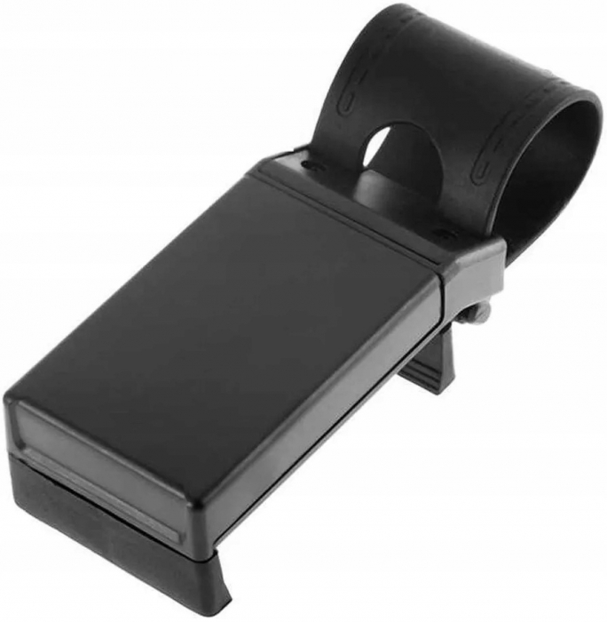 Suport auto universal telefon din silicon prindere pe volan - Negru [3]