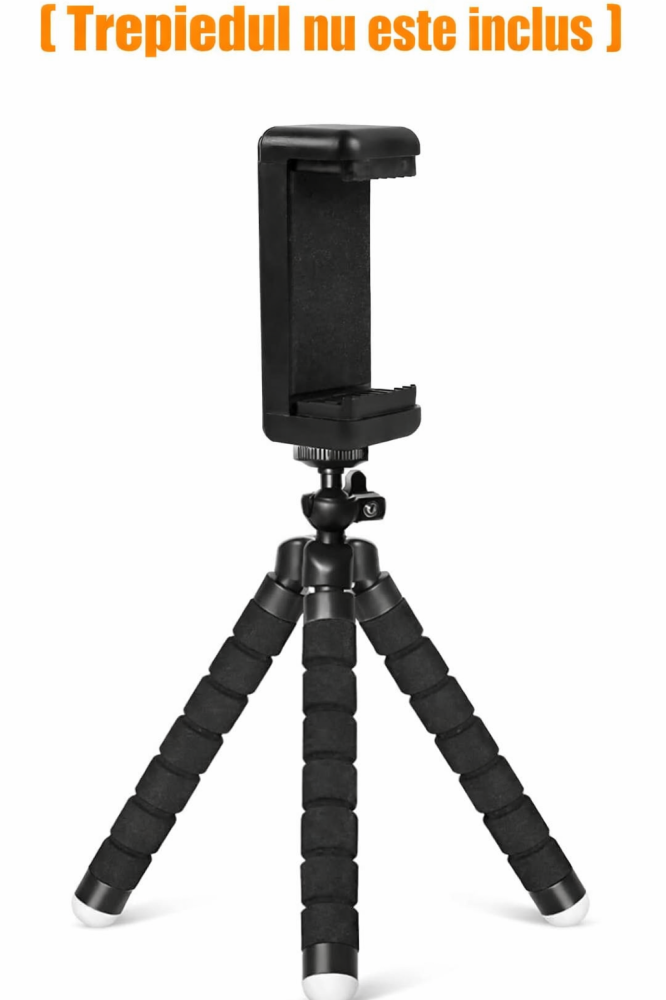 Suport universal pentru telefon cu montura trepied 1/4 inch, adaptor smartphone reglabil pentru monopied, selfie stick si mini trepied, negru [3]