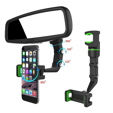 Suport universal de telefon pentru masina, rotativ 360 grade, pentru oglinda retrovizoare [3]