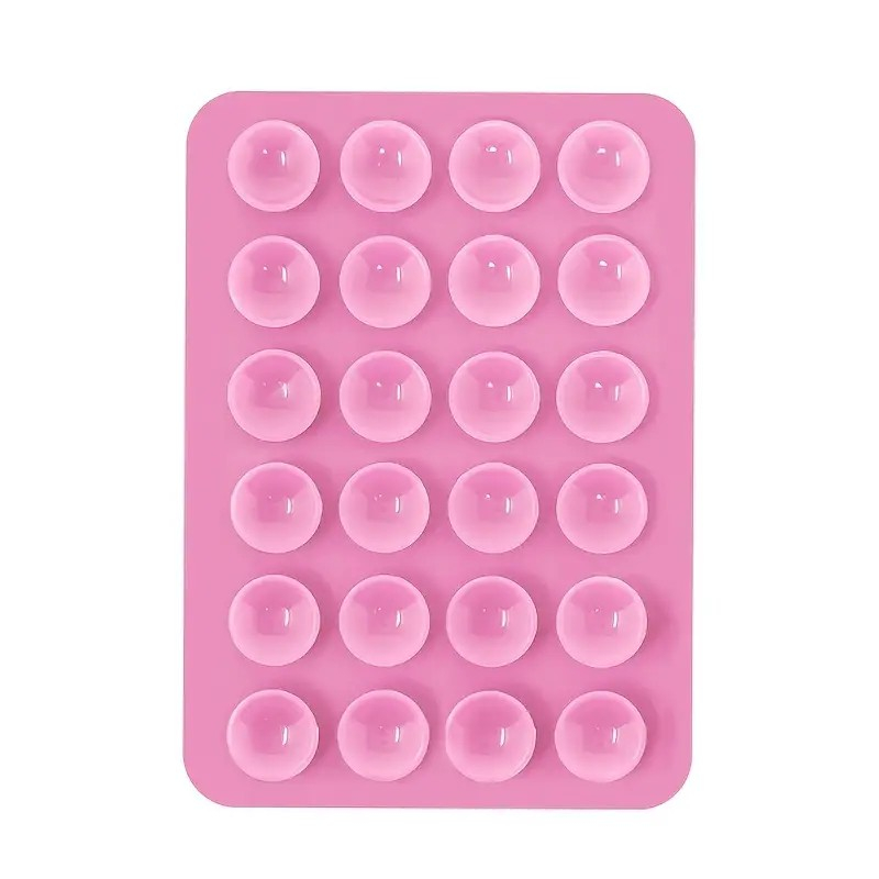 Suport universal roz 8 x 5,5 x 1 cm pentru telefon, silicon flexibil cu 24 ventuze [2]