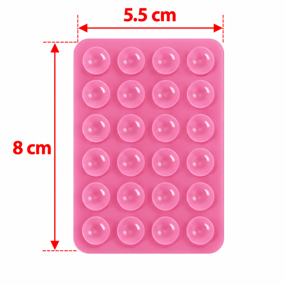 Suport universal roz 8 x 5,5 x 1 cm pentru telefon, silicon flexibil cu 24 ventuze [4]
