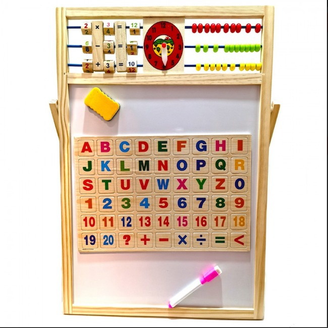Tabla magnetica cu 2 fete, litere si cifre magnetice incluse, numaratoare, 54x36 cm - Multicolor [4]