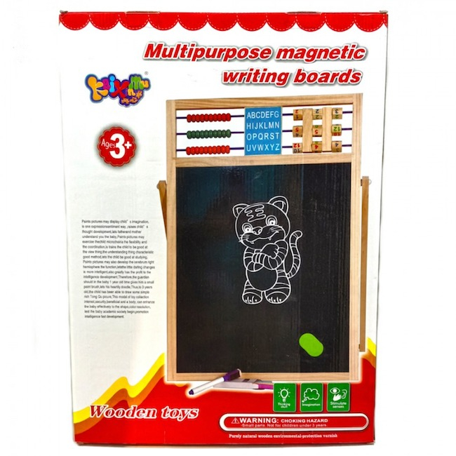 Tabla magnetica cu 2 fete, litere si cifre magnetice incluse, numaratoare, 54x36 cm - Multicolor [2]