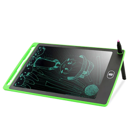 Tableta grafica de desenat pentru copii de 8.5 inch diagonala, cu buton de stergere si creion - Verde [5]