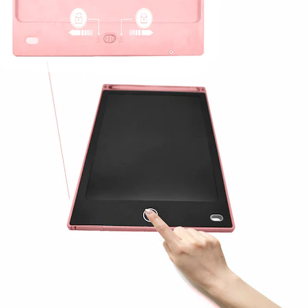 Tableta grafica de desenat pentru copii de 8.5 inch diagonala, cu buton de stergere si creion - Roz [5]