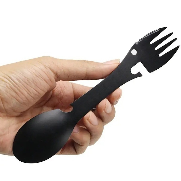 Tacam turistic 5 in 1, Dodaco, multifunctional, negru, 18x4x1.5 cm [6]