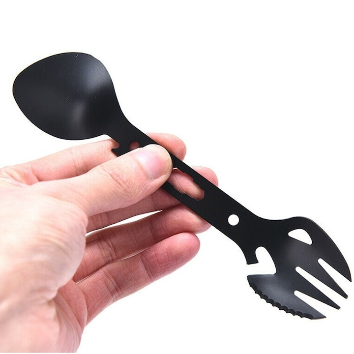 Tacam turistic 5 in 1, Dodaco, multifunctional, negru, 18x4x1.5 cm [5]