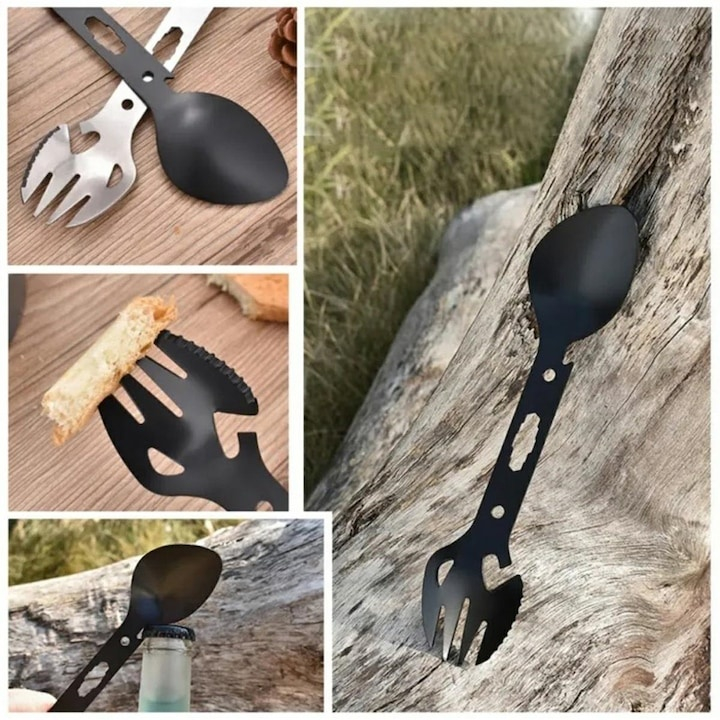 Tacam turistic 5 in 1, Dodaco, multifunctional, negru, 18x4x1.5 cm [9]