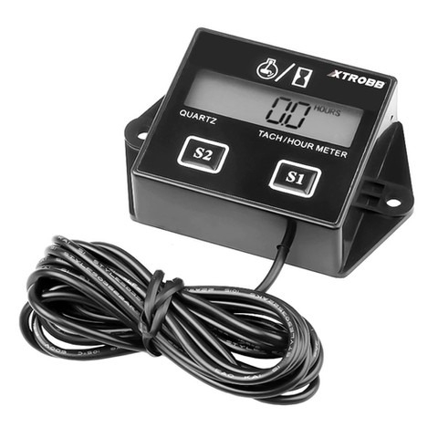 Tahometru si contor orar pentru motoarele in 2 si 4 timpi,afisare RPM - Negru [2]