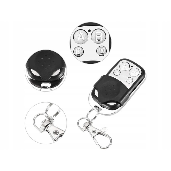 Telecomanda universala cu auto-invatare, 4 canale, 433.92 MHz, carcasa metal+ABS, neagra, 55 x 29 x 14 mm [7]
