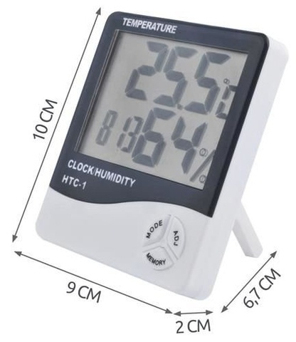 Termohigrometru digital cu ceas si memorie min/max, afisaj LCD mare, monitorizare temperatura si umiditate, 9 x 2 x 10 cm [10]