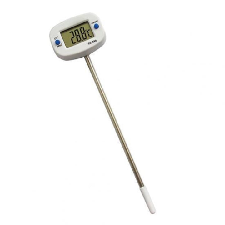 Termometru de bucatarie cu sonda din otel inoxidabil, ecran LCD, buton ON/OFF, capac detasabil, lungime 19 cm, 300°C [9]