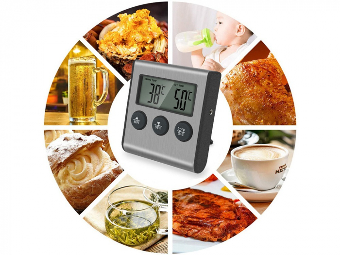 Termometru de bucatarie cu sonda pentru gatirea corecta a alimentelor - Gri [5]