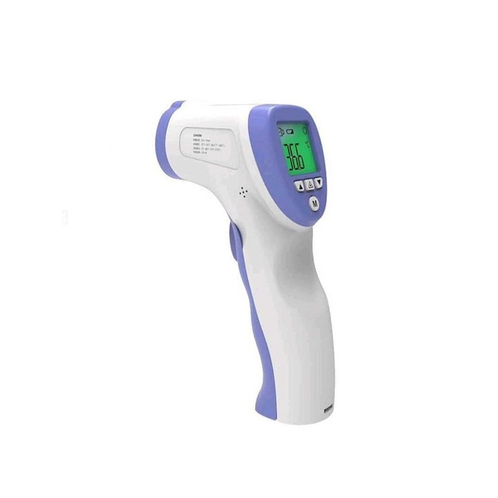 Termometru digital fara contact, precizie ridicata, pentru temperatura corpului uman, bebelusi, 32-42°C - Alb, mov [2]