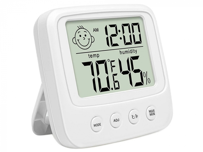 Termometru, higrometru si ceas 3in1 cu temperatura afisata in Celsius si Fahrenheit - Alb [7]