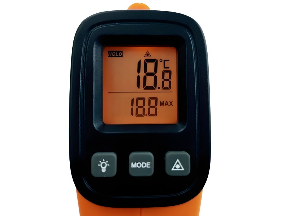 Termometru infrarosu fara contact -50 +550°C, digital LCD, masurare rapida temperatura, industrial auto, portocaliu [10]