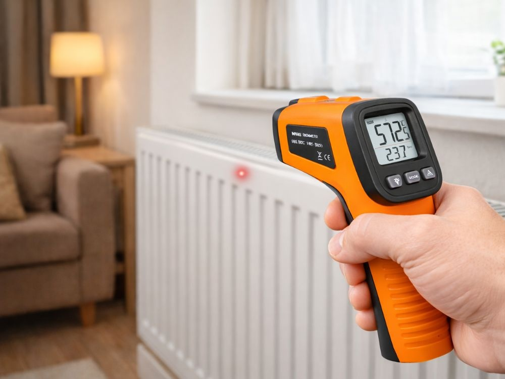 Termometru infrarosu fara contact -50 +550°C, digital LCD, masurare rapida temperatura, industrial auto, portocaliu [7]