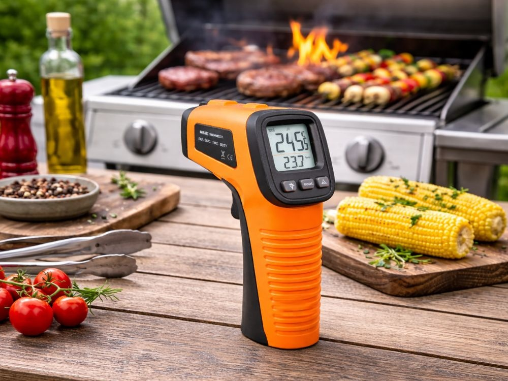 Termometru infrarosu fara contact -50 +550°C, digital LCD, masurare rapida temperatura, industrial auto, portocaliu [8]