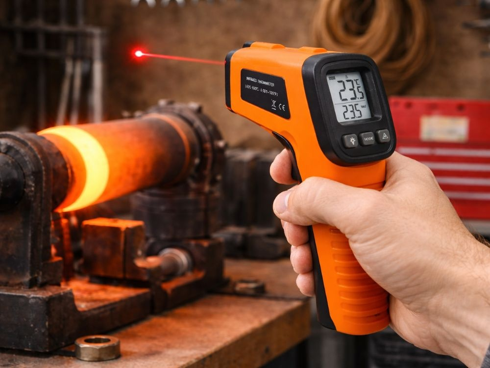 Termometru infrarosu fara contact -50 +550°C, digital LCD, masurare rapida temperatura, industrial auto, portocaliu [4]