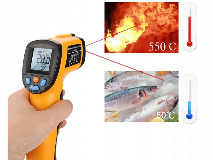 Termometru non-contact cu infrarosu,interval masurare -50 +550 grade Celsius - Portocaliu [2]