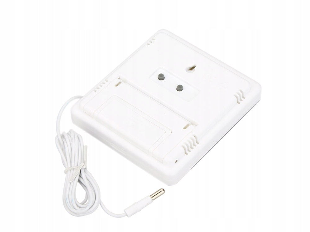 Termometru si higrometru digital cu sonda pentru exterior, afisaj LCD, ceas si alarma, alb – masurare precisa a temperaturii si umiditatii interioare/exterioare [5]