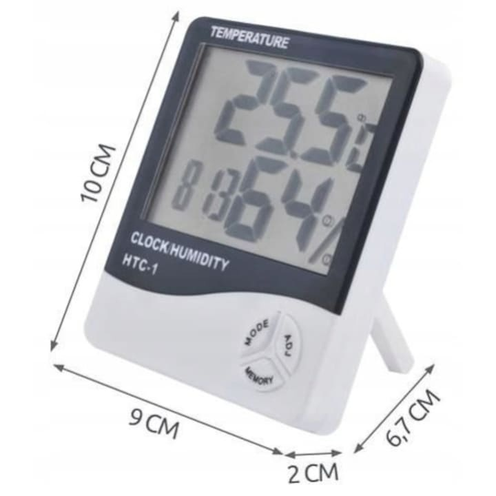 Termometru si higrometru digital de camera, cu ceas, culoare alba – masurare precisa a temperaturii si umiditatii ambientale [2]