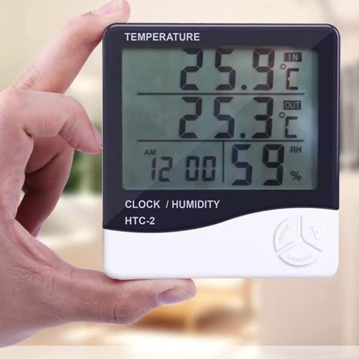 Termometru si higrometru electronic pentru interior, afisaj LCD, masurare temperatura si umiditate, cu alarma, memorie Min/Max, suport inclus, alimentare 1 x AAA, 10 x 9 x 2 cm, alb [4]