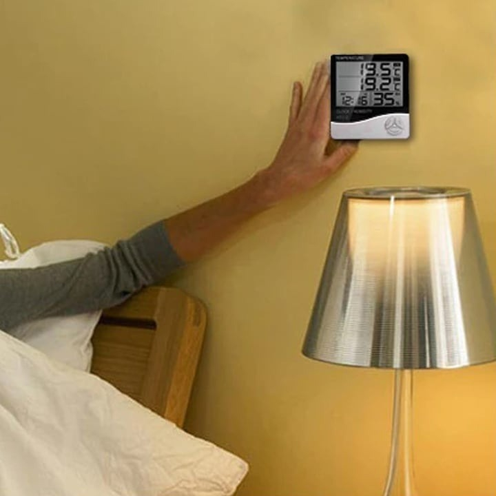 Termometru si higrometru electronic pentru interior, afisaj LCD, masurare temperatura si umiditate, cu alarma, memorie Min/Max, suport inclus, alimentare 1 x AAA, 10 x 9 x 2 cm, alb [9]