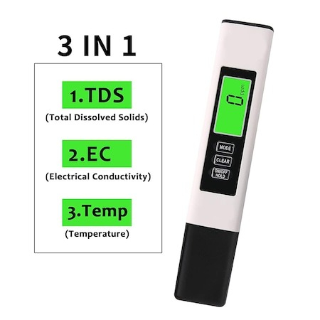 Tester profesional calitate apa 3in1,TDS,EC si temperatura - Alb [4]
