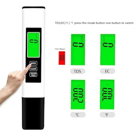 Tester profesional calitate apa 3in1,TDS,EC si temperatura - Alb [3]