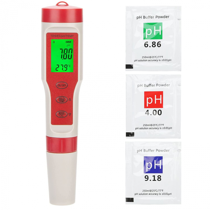 Tester profesional pentru calitatea apei 4 in 1, pH / EC / TDS / Temperatura,afisare digitala  [4]