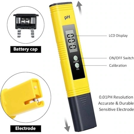 Tester apa pentru masurarea precisa a PH-ului + 2 solutii de calibrare - Galben [6]