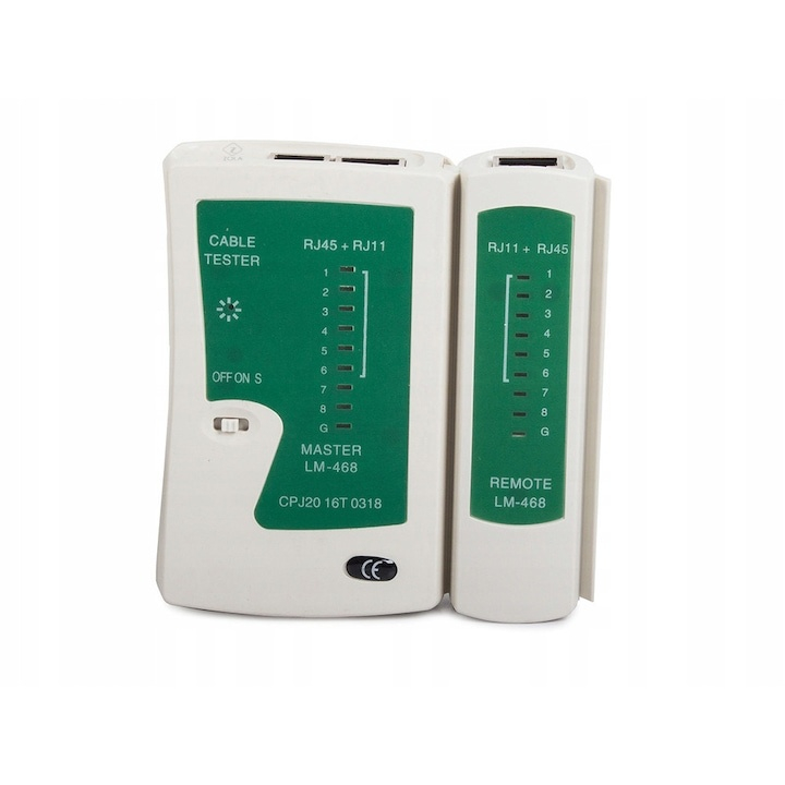 Tester cablu de retea RJ45/RJ11, cu functie de scanare automata normala/rapida si husa de depozitare, 10x10x3 cm, negru [2]