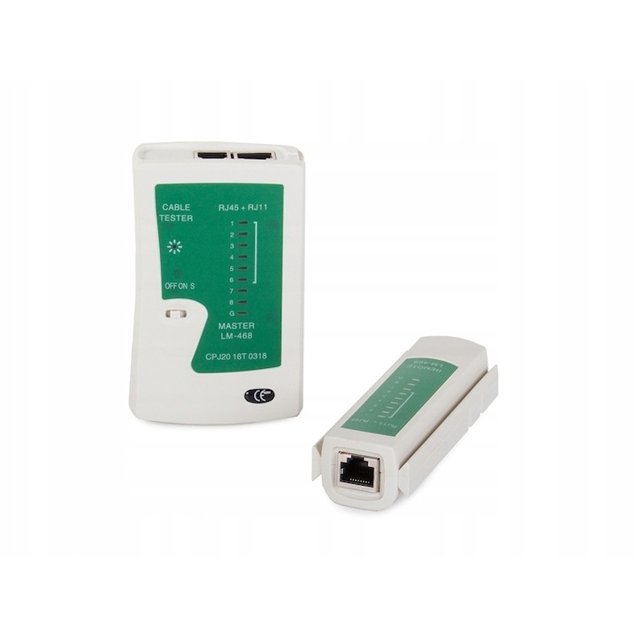 Tester cablu de retea RJ45/RJ11, cu functie de scanare automata normala/rapida si husa de depozitare, 10x10x3 cm, negru [6]