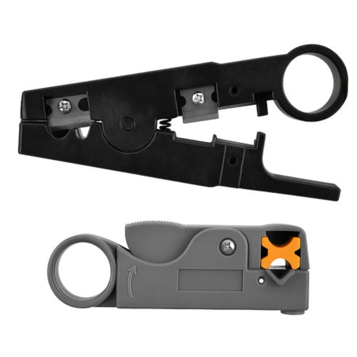 Tester cabluri RJ45/RJ11, set profesional 18 piese, cu cleste de sertizare, dezizolator, unealta Krone, 10 conectori RJ45, surubelnite si geanta transport, multicolor [4]