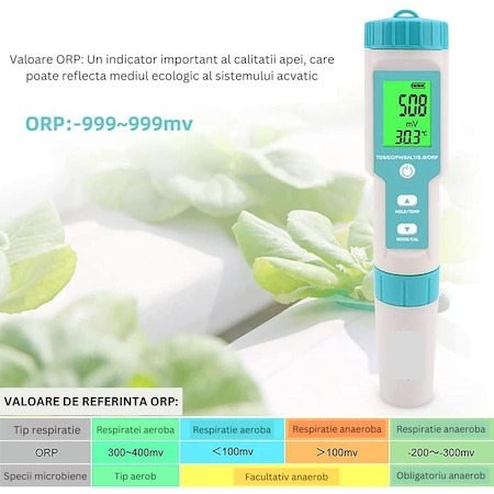 Tester de calitate a apei 7in1 (PH/TDS/EC/ORP/S.G/Salinitate/Temperatura) [3]