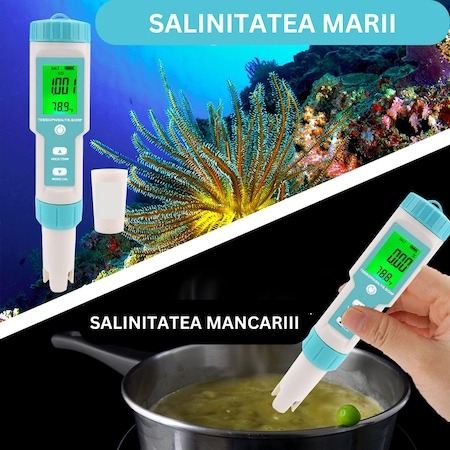 Tester de calitate a apei 7in1 (PH/TDS/EC/ORP/S.G/Salinitate/Temperatura) [4]