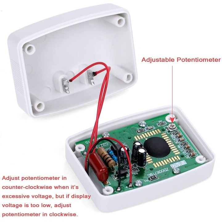 Tester de tensiune, voltmetru digital pentru uz casnic, cu stecher pentru priza inclus, 80-300V - Alb [7]