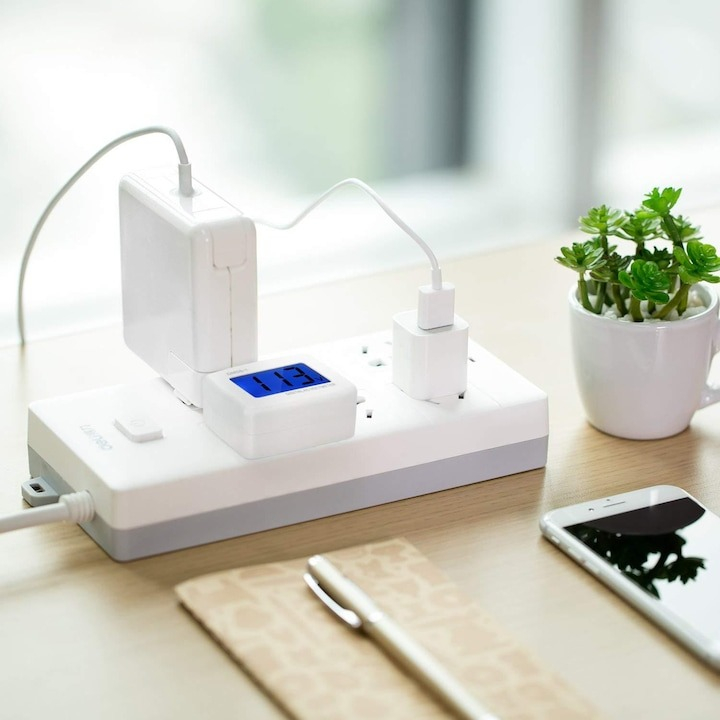 Tester de tensiune, voltmetru digital pentru uz casnic, cu stecher pentru priza inclus, 80-300V - Alb [5]