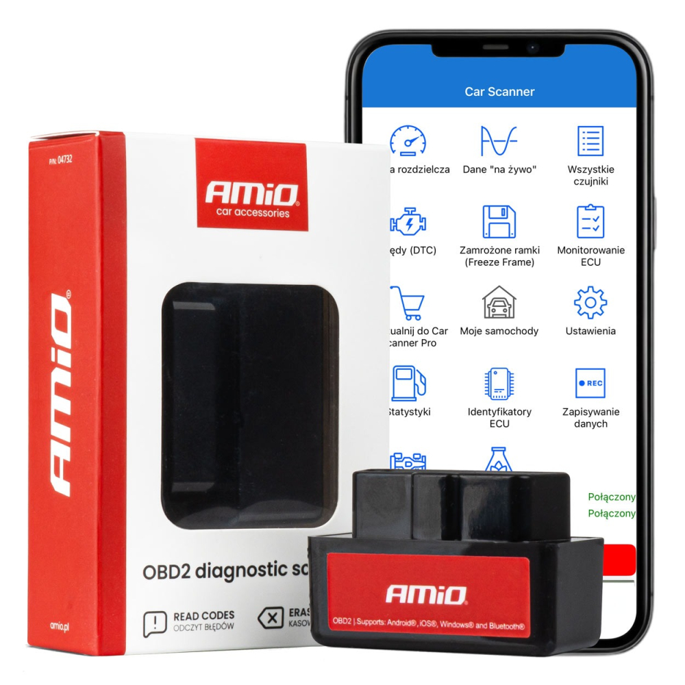 Tester diagnoza auto OBD2 BT mini, compatibilitate extinsa, wireless, compact, negru/rosu [8]